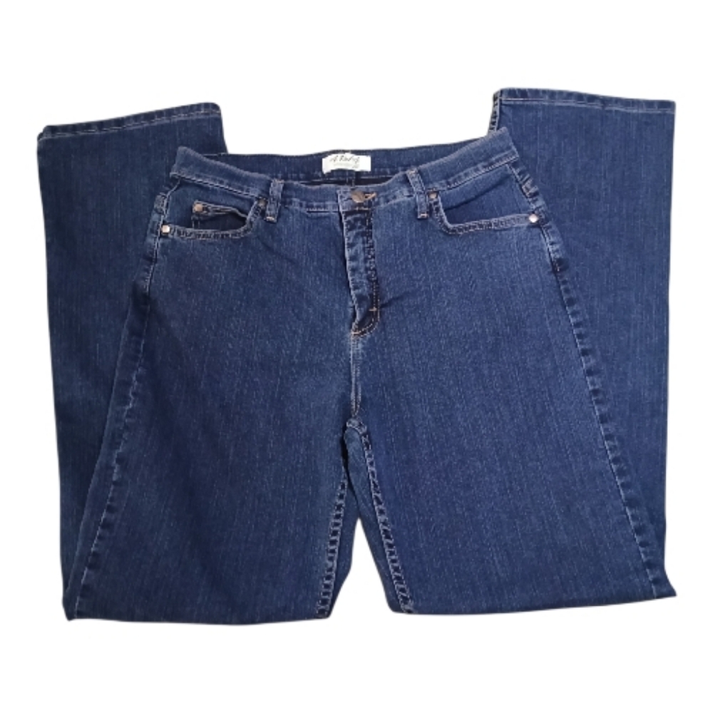 Classic Jeans Dark Wash Traditional Blue Denim Wide Leg Med Rise Sz 8